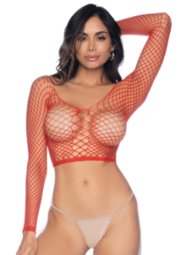 2 en 1 Top ou pantalon en résille rouge - MAL1120RED